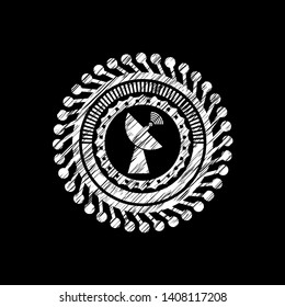 radar icon inside chalkboard emblem