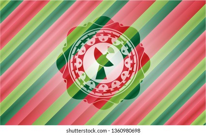 radar icon inside christmas badge background.