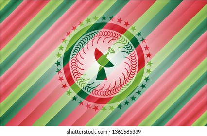 radar icon inside christmas emblem background.