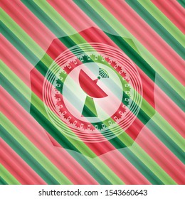 radar icon inside christmas emblem background.