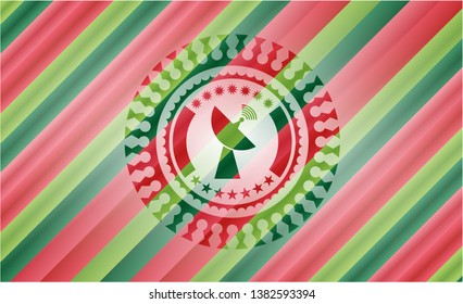 radar icon inside christmas style emblem.
