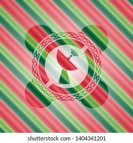radar icon inside christmas style emblem.