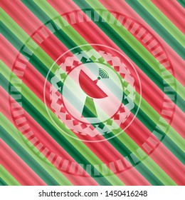 radar icon inside christmas style badge..