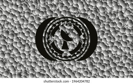 radar icon inside dark emblem with bubbles background. Retro. Vector Illustration. Detailed. 