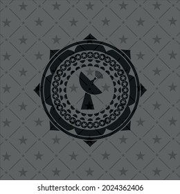 radar icon inside dark emblem. Retro. 