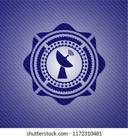 radar icon inside emblem with denim high quality background
