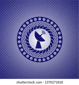 radar icon inside emblem with denim high quality background