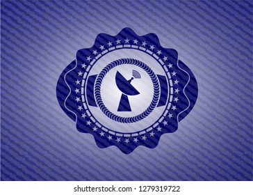 radar icon inside emblem with jean background