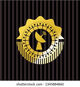 radar icon inside gold emblem or badge