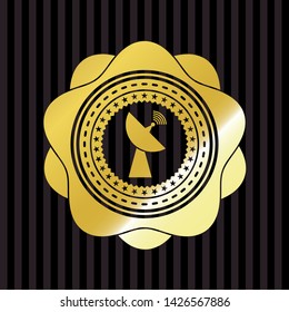 radar icon inside golden badge or emblem