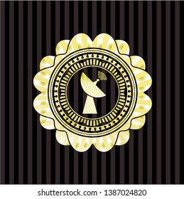radar icon inside golden emblem or badge