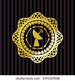 radar icon inside golden emblem or badge