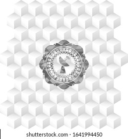 radar icon inside grey emblem with cube white background