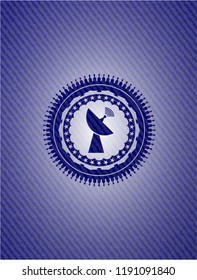 radar icon inside jean or denim emblem or badge background
