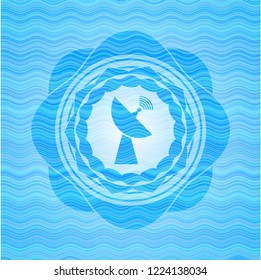 radar icon inside light blue water emblem.