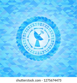 radar icon inside light blue emblem with mosaic ecological style background