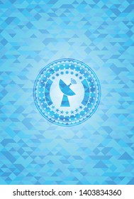 radar icon inside light blue emblem with mosaic ecological style background