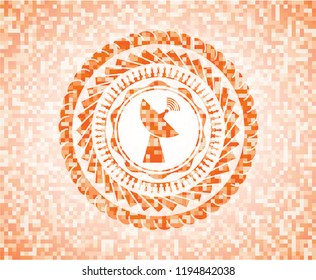 radar icon inside orange mosaic emblem with background