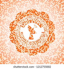 radar icon inside orange mosaic emblem with background