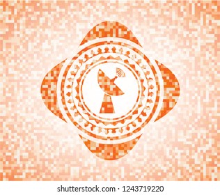radar icon inside orange mosaic emblem