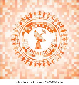 radar icon inside orange mosaic emblem with background