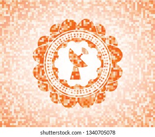radar icon inside orange mosaic emblem with background