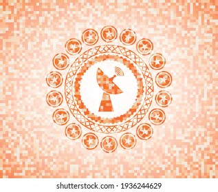 Radarsymbol in orangefarbenem Mosaikemblem. 
