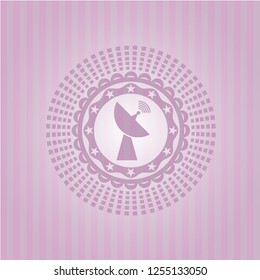radar icon inside pink emblem