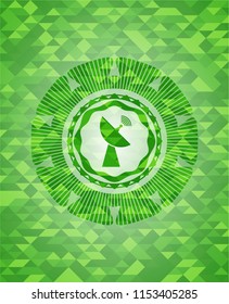 radar icon inside realistic green mosaic emblem