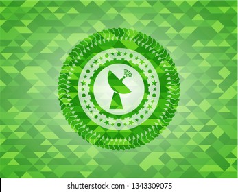 radar icon inside realistic green mosaic emblem