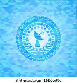 radar icon inside realistic light blue mosaic emblem