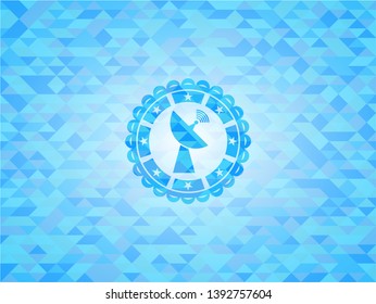radar icon inside realistic light blue mosaic emblem