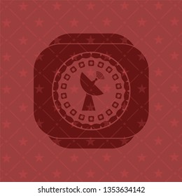 radar icon inside realistic red emblem