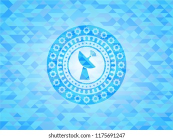 radar icon inside realistic sky blue mosaic emblem