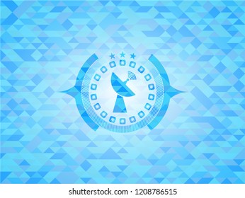 radar icon inside realistic sky blue mosaic emblem