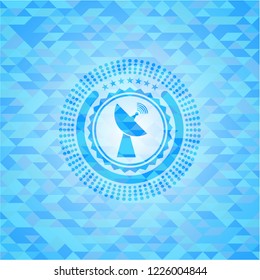 radar icon inside realistic sky blue mosaic emblem