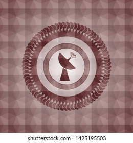 radar icon inside red badge with geometric pattern. Seamless.