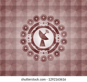 radar icon inside red emblem or badge with geometric pattern background. Seamless.