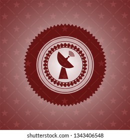 radar icon inside red emblem. Retro