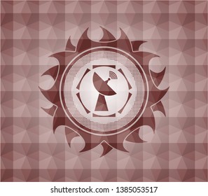 radar icon inside red emblem or badge with geometric pattern background. Seamless.