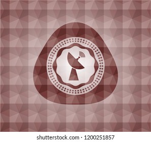 radar icon inside red geometric pattern emblem. Seamless.