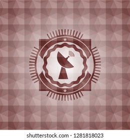 radar icon inside red geometric emblem. Seamless.