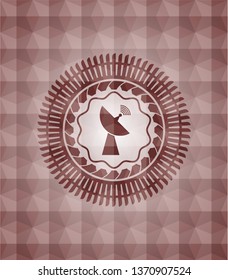 radar icon inside red geometric pattern emblem. Seamless.