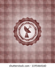 radar icon inside red polygonal badge. Seamless.