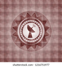 radar icon inside red seamless geometric emblem.