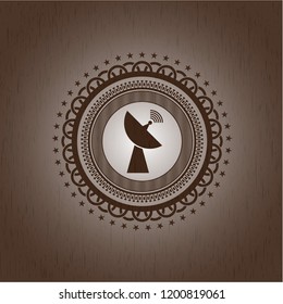 radar icon inside retro style wooden emblem