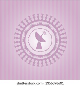 radar icon inside retro style pink emblem