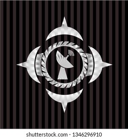radar icon inside silver badge or emblem