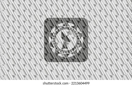radar icon inside silver color emblem. Scales pattern. Vector Illustration. Detailed. 