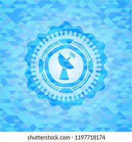 radar icon inside sky blue mosaic emblem